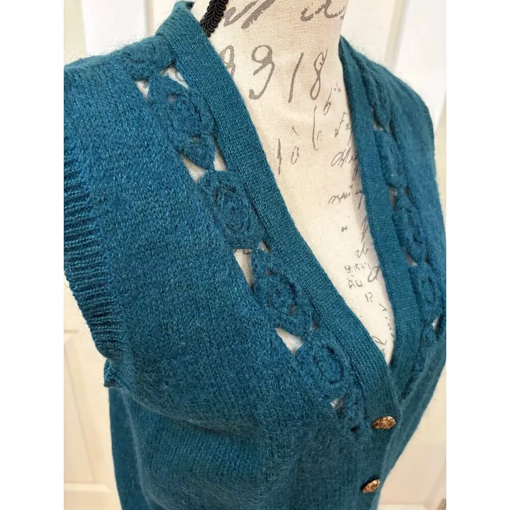 Vintage 90s Mohair Wool Vest by Russ Petites Size Medium Petite